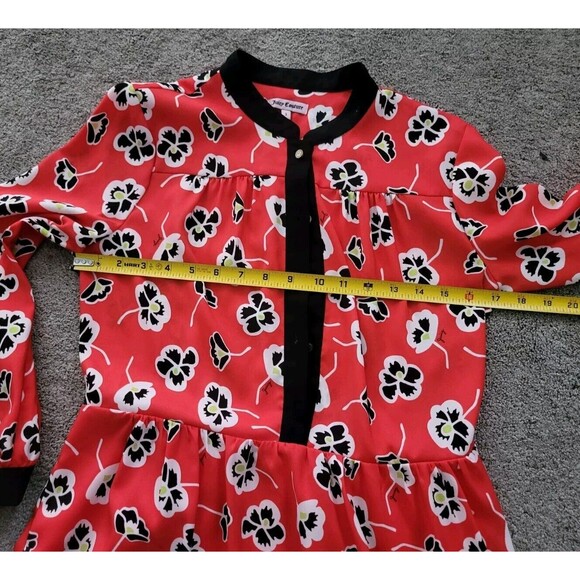 Juicy Couture Casual Floral Long Sleeves Mini Red Dress Size 2 - Picture 8 of 9